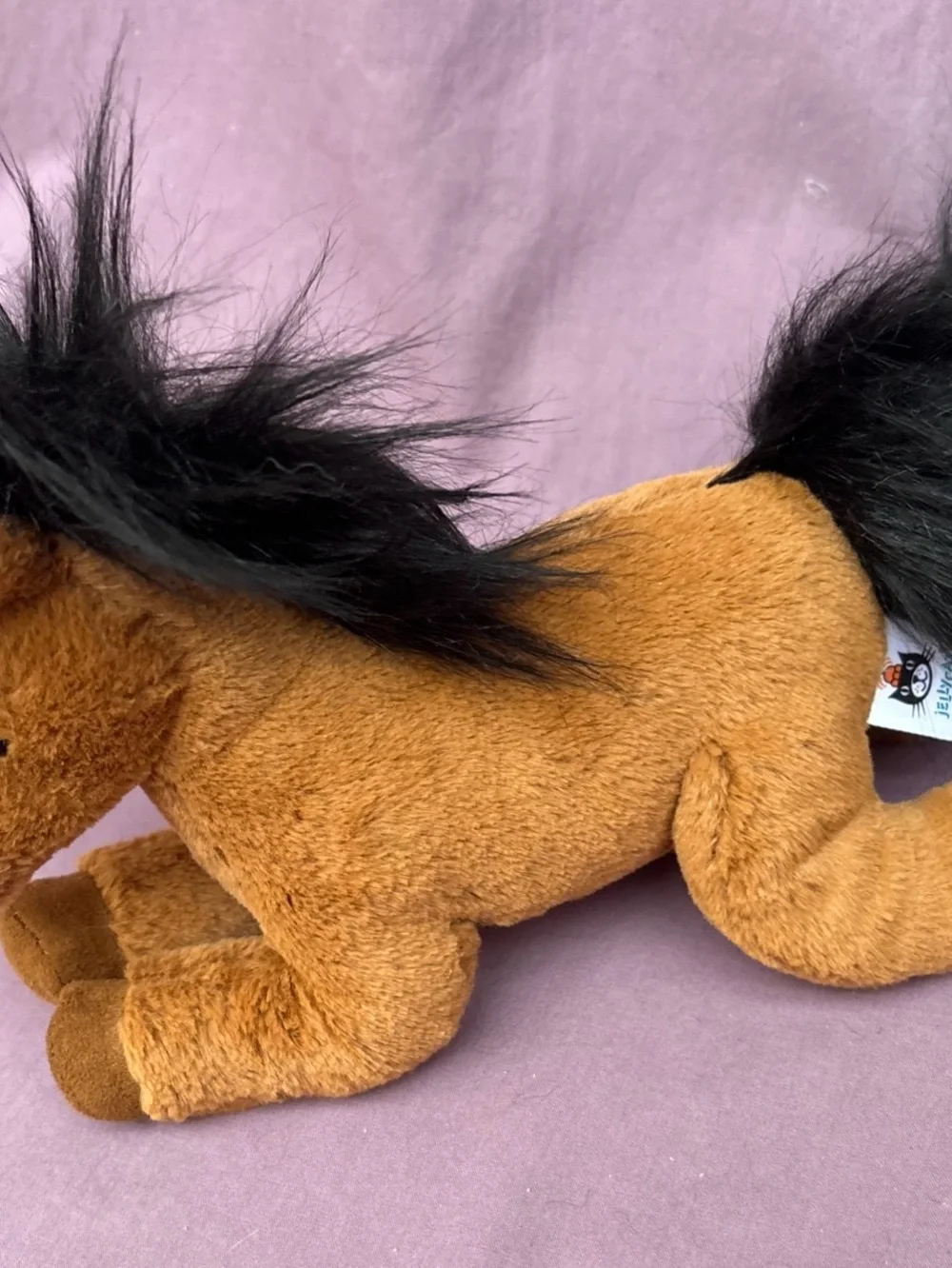 Jellycat RETIRED Small CLOVER PONY Bay Brown Black Mane Tail year of horse EUC